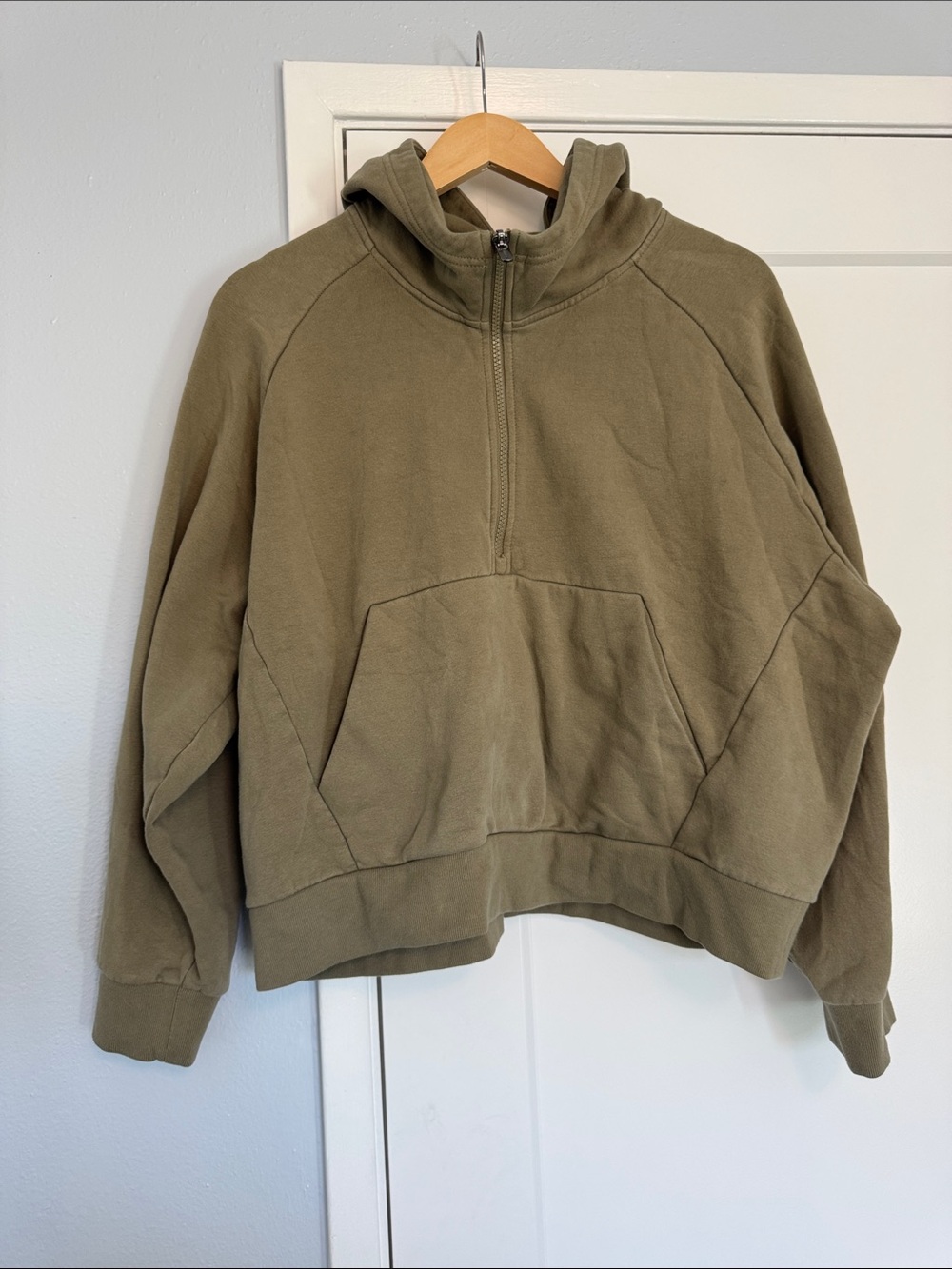 Athleta Olive Half-Zip Hooded Women's Sweater